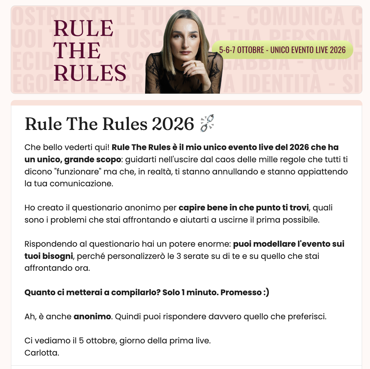 Copertina del questionario anonimo